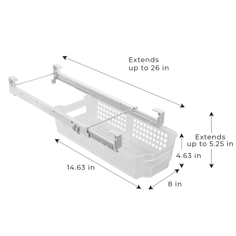 Smart Design Adjustable Pull Out Refrigerator Drawer - Medium, Set of 3 - Extendable Rails and Handle - BPA Free - Holds 15 lbs - Fridge Bin, Freezer, Pantry Food Storage Organizer - Kitchen - Clear - Image 3